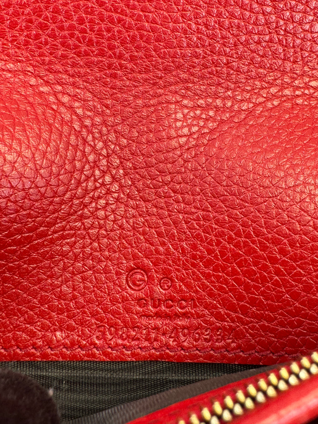 Gucci Red Leather Soho Chain Wallet on Strap