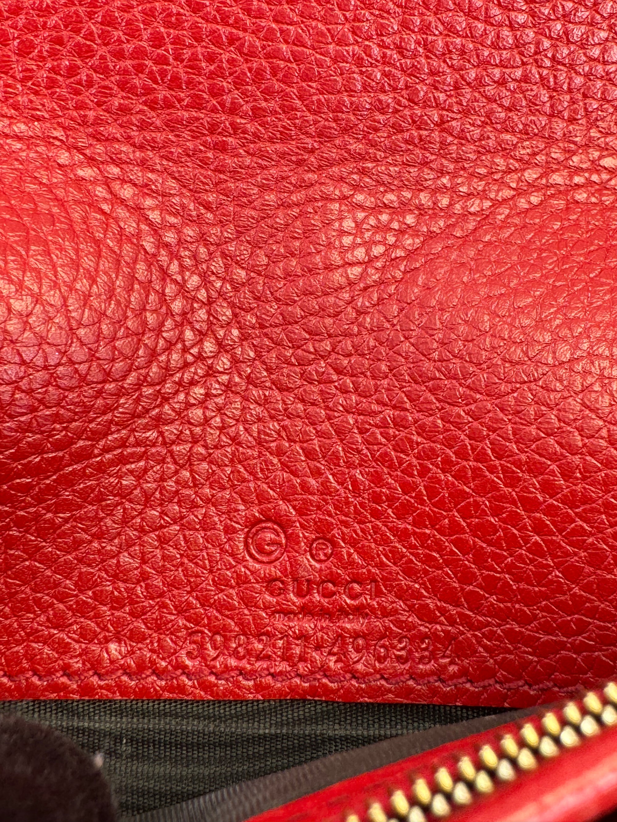 Gucci Red Leather Soho Chain Wallet on Strap