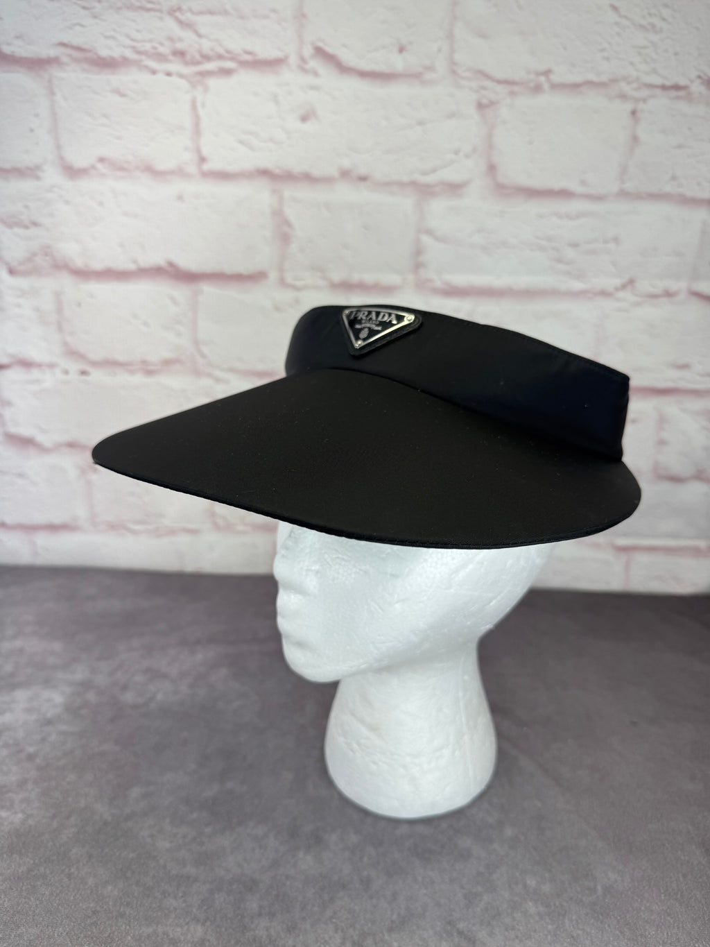 Prada Triango Metal Triangle Loops Womens Visor Medium