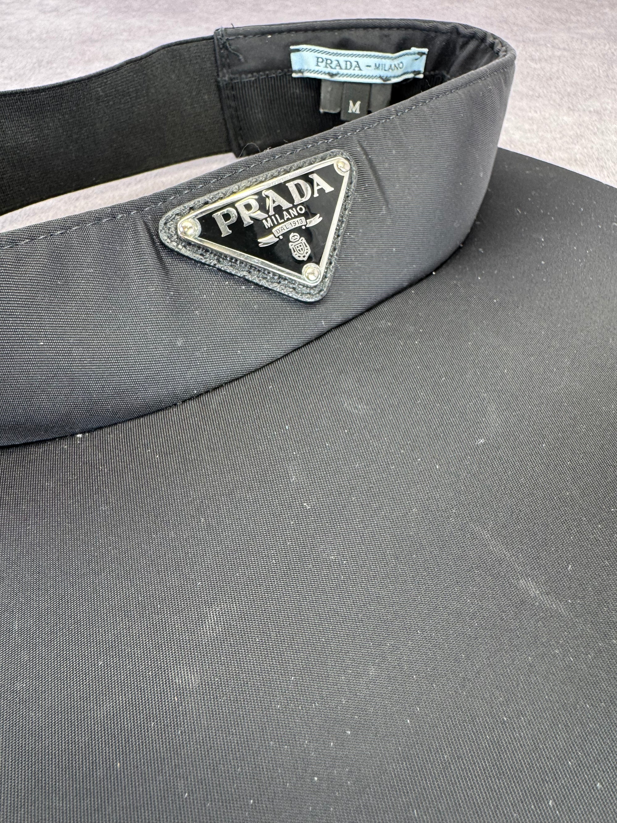 Prada Triango Metal Triangle Loops Womens Visor Medium