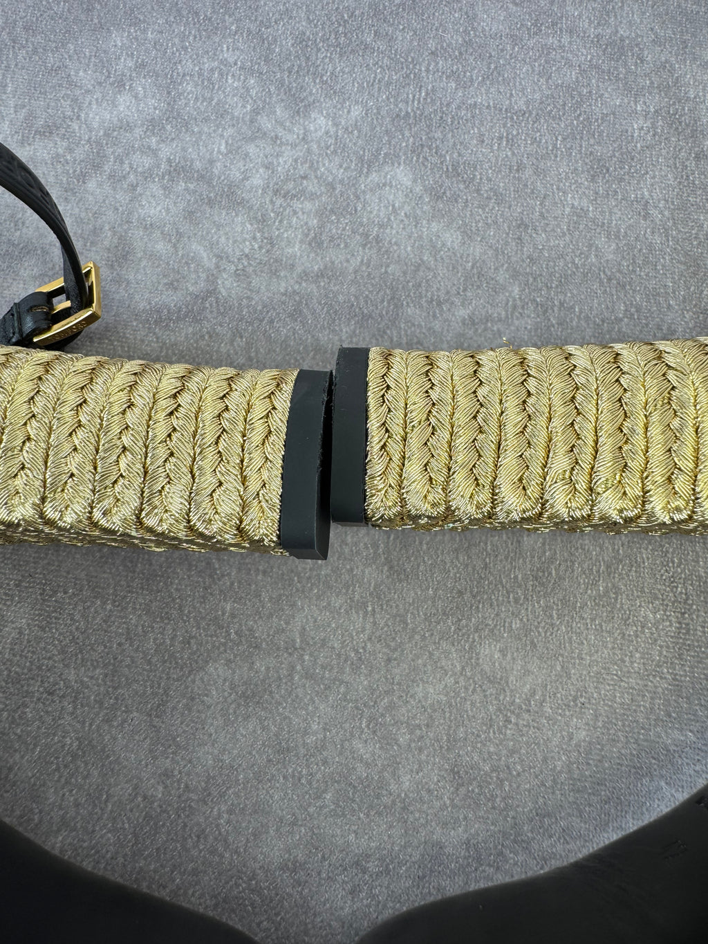 Tom Ford Black Gold Metallic Rope Platform Sandals 42