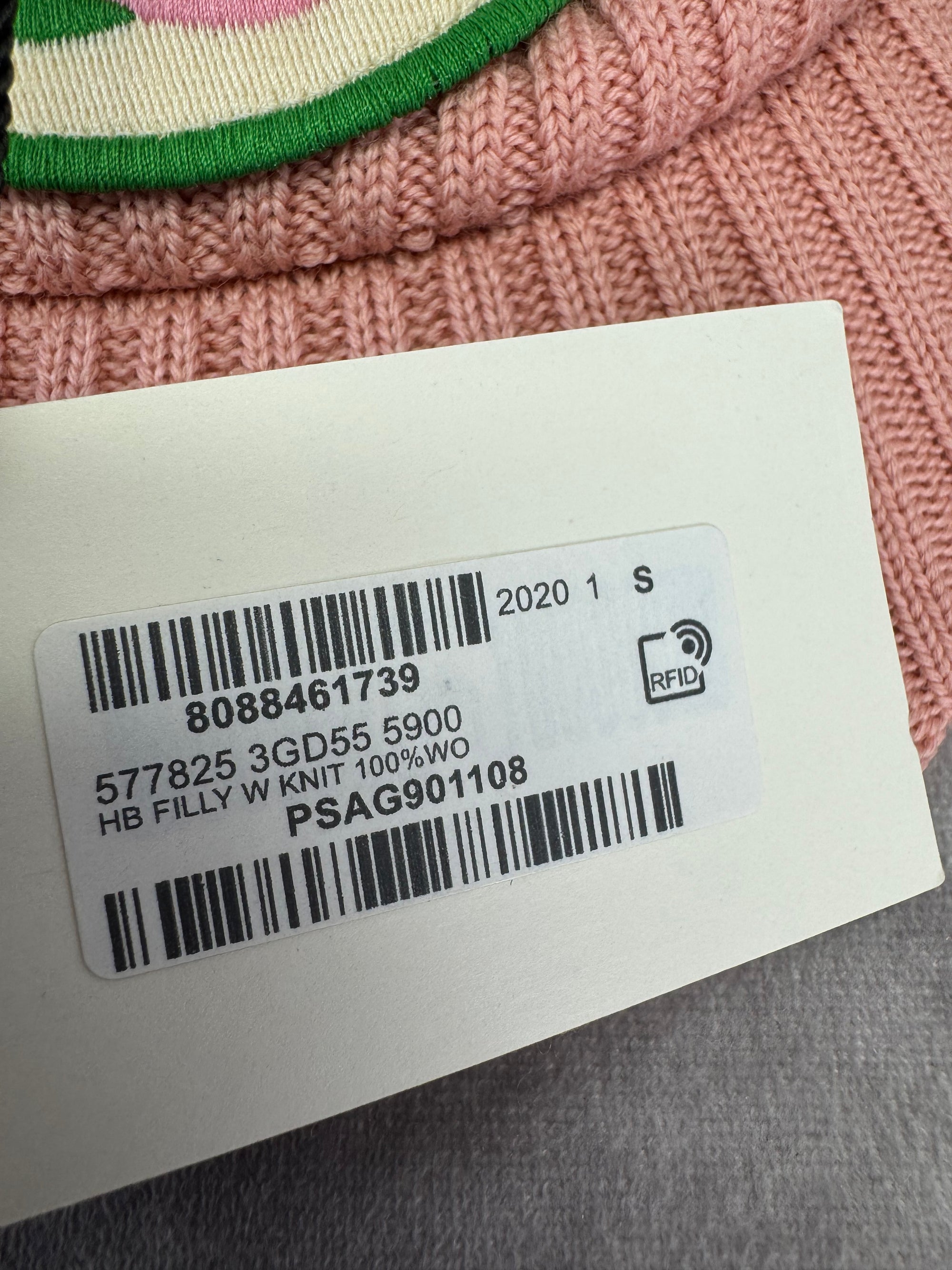 Authentic Gucci NWT Wool Knit Logo Pink Visor Cap