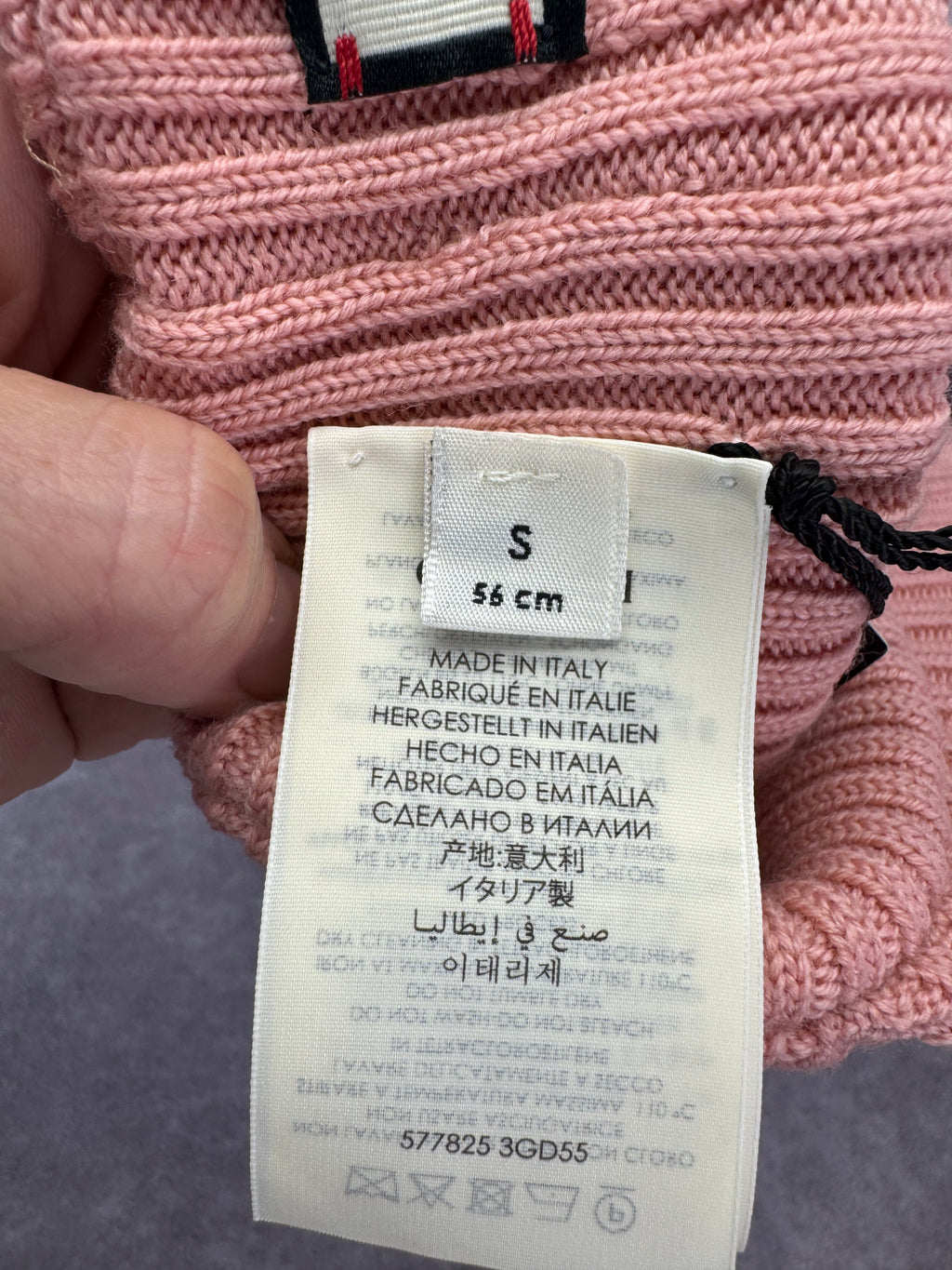 Authentic Gucci NWT Wool Knit Logo Pink Visor Cap