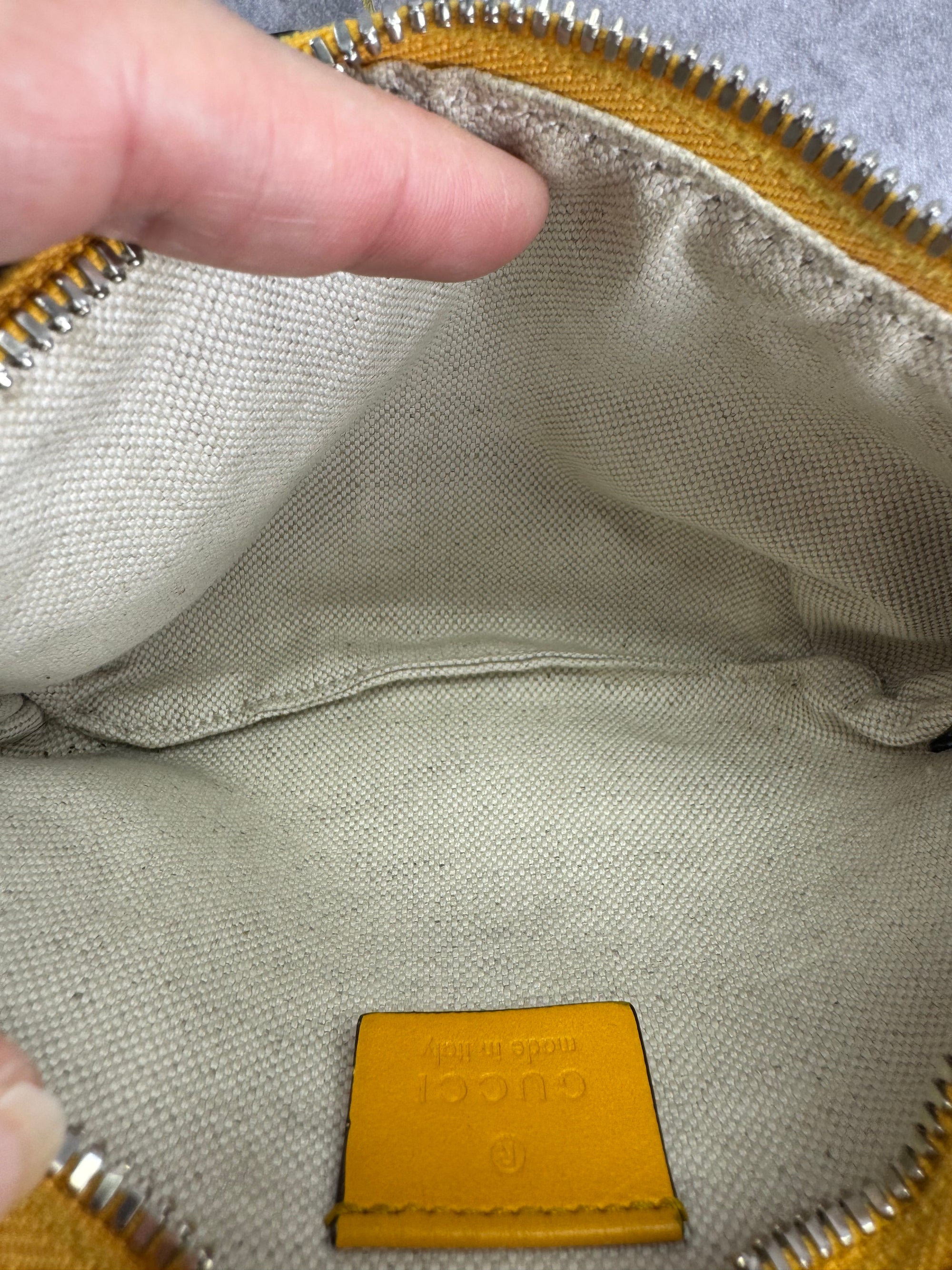 Gucci Embossed Gg Leather Perforated Belt Fanny Sling Bag