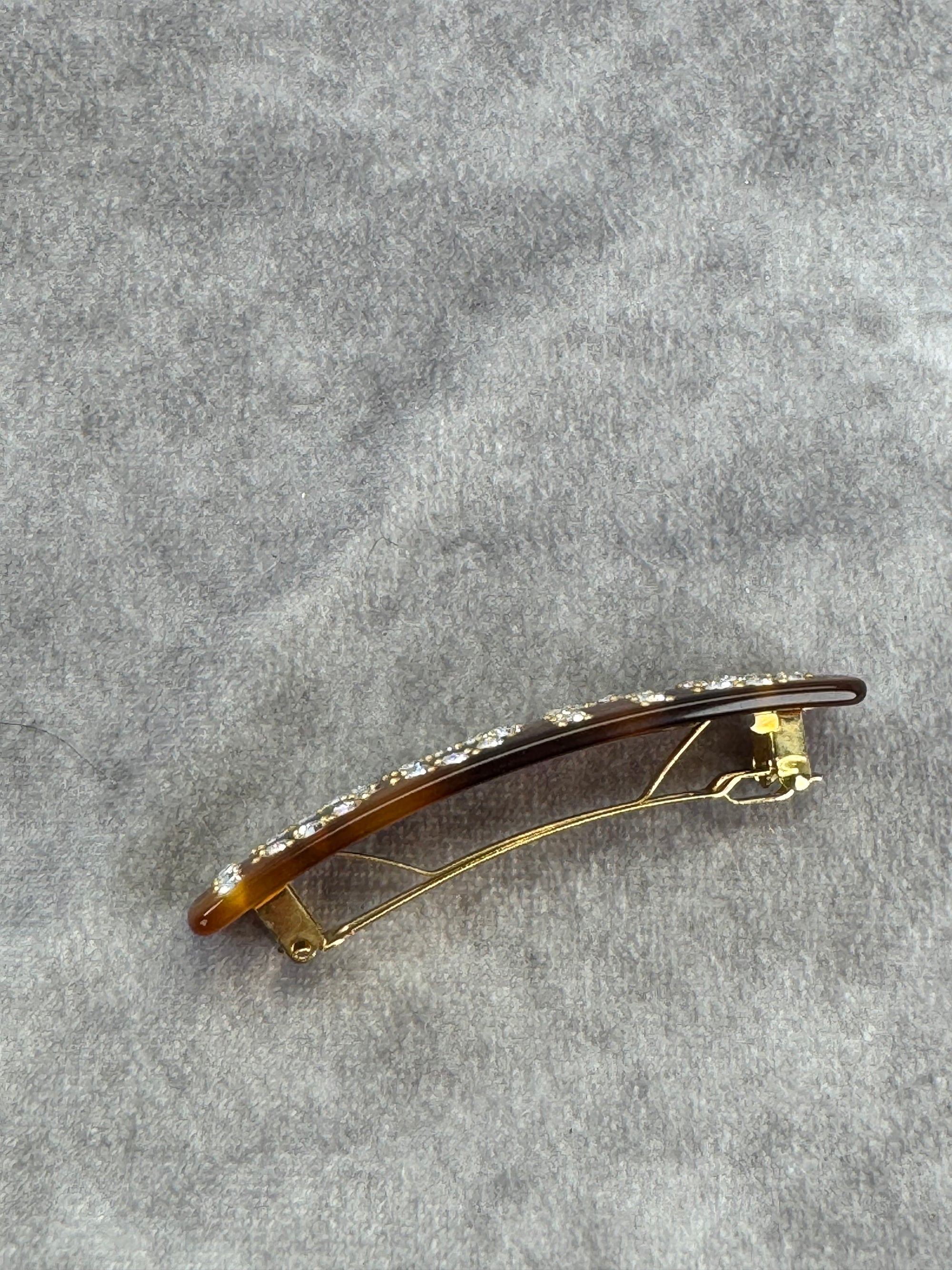 Gucci Resin Tortoise Shell Crystal Hair Clip
