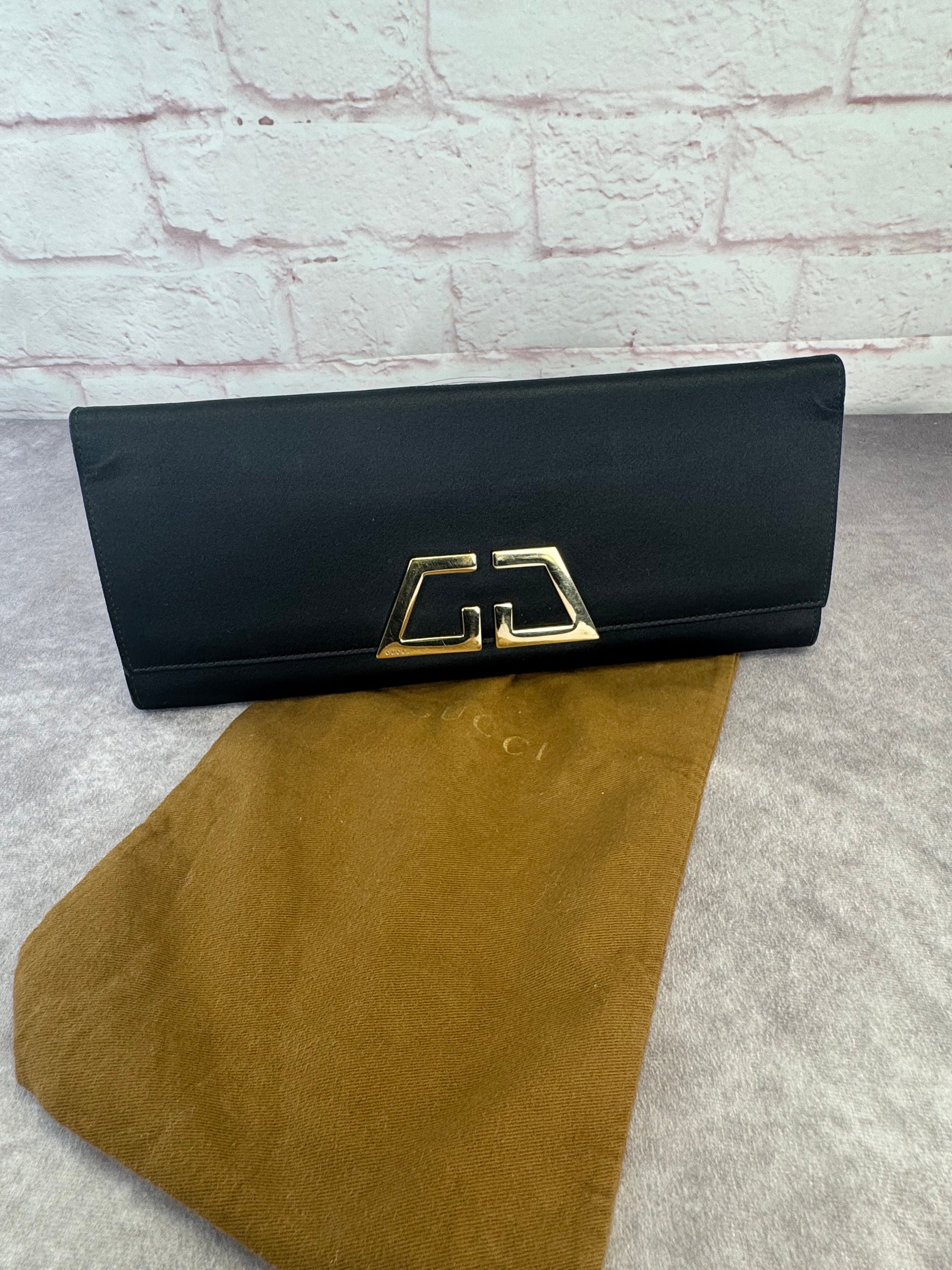 Gucci Tom Ford Large Satin Clutch Black