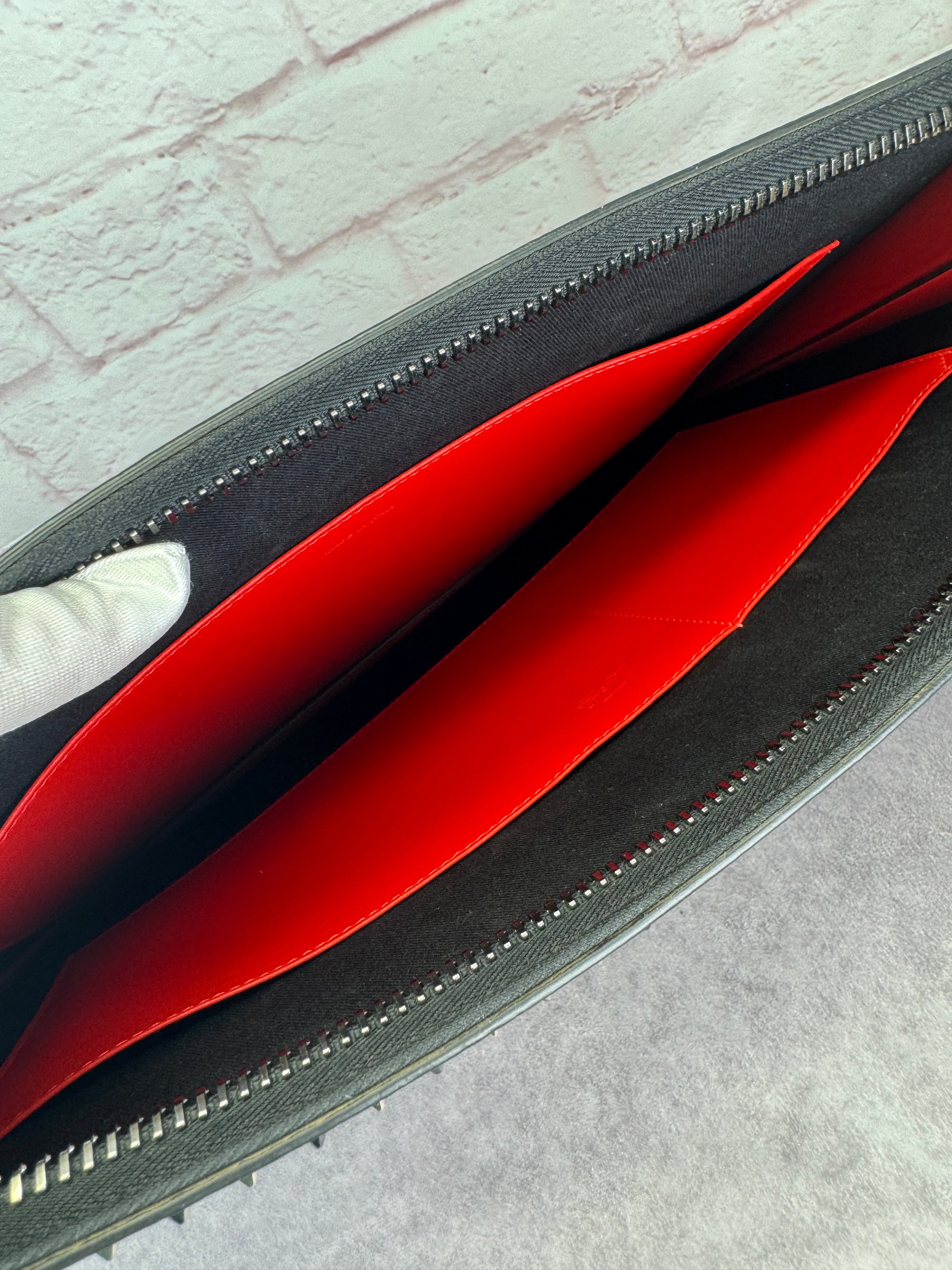 Christian Louboutin Trictrac Portfolio Leather Stud Spike Bag