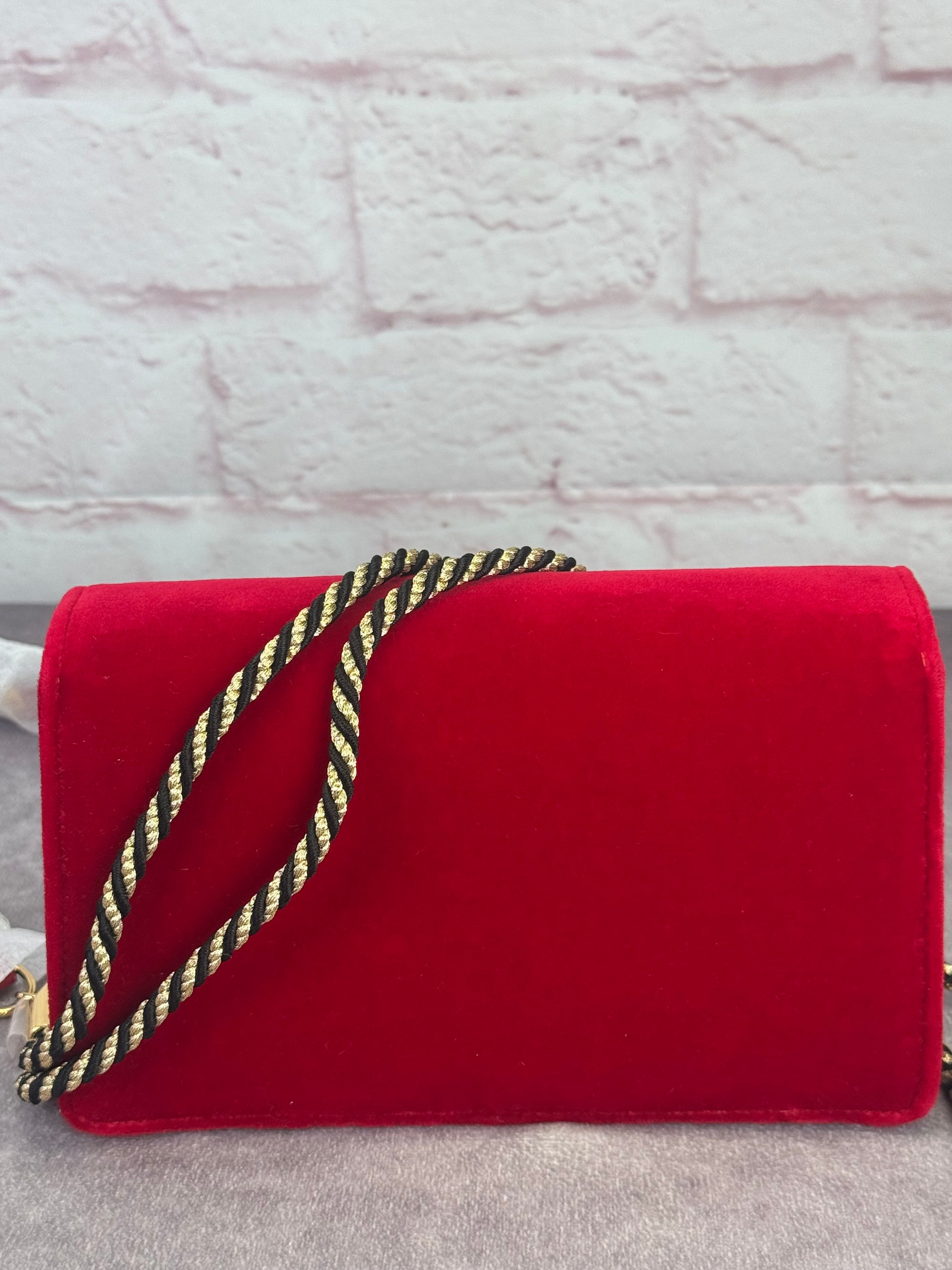 GUCCI Velvet Crystal Square G Shoulder Bag