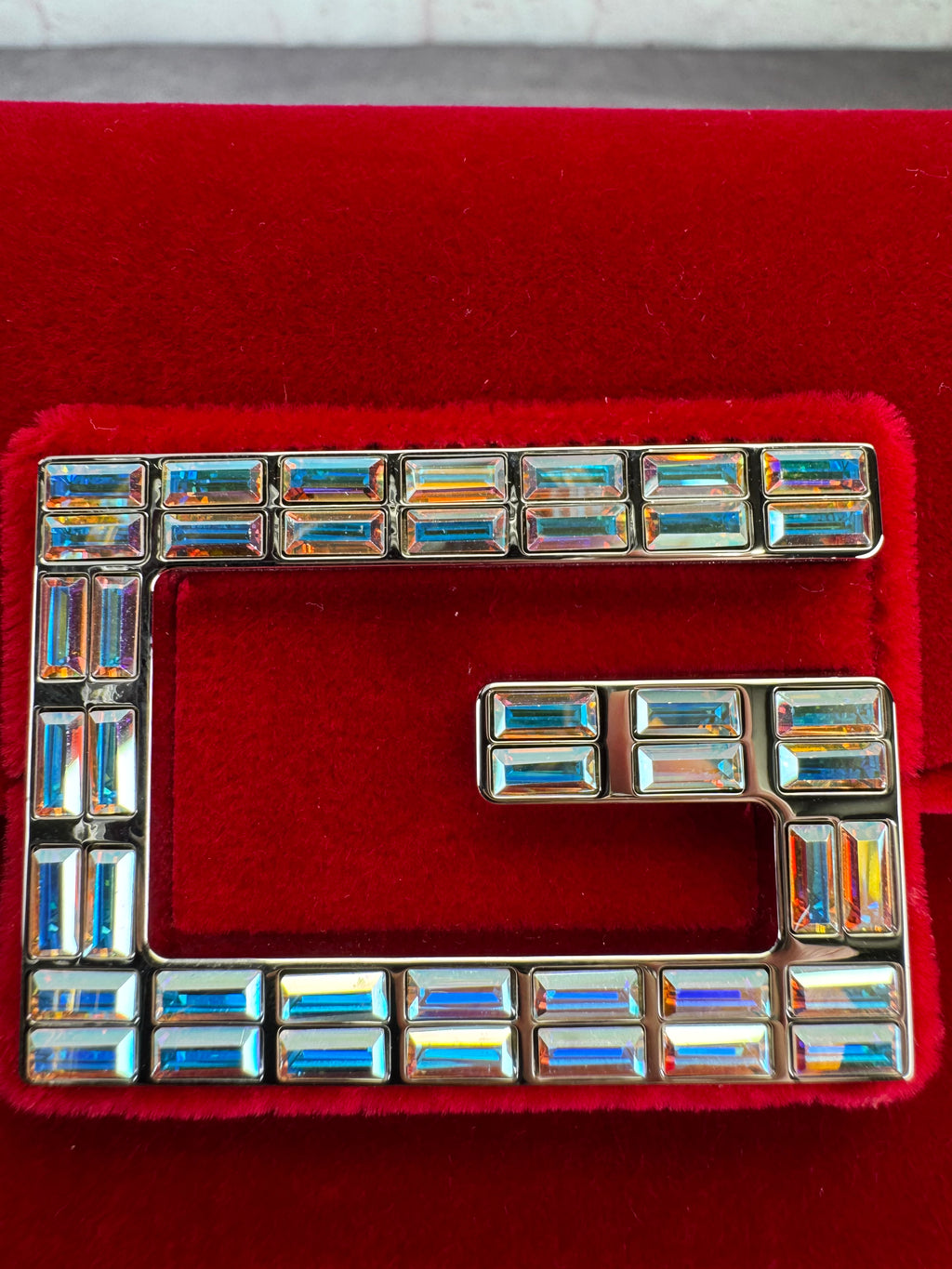 GUCCI Velvet Crystal Square G Shoulder Bag