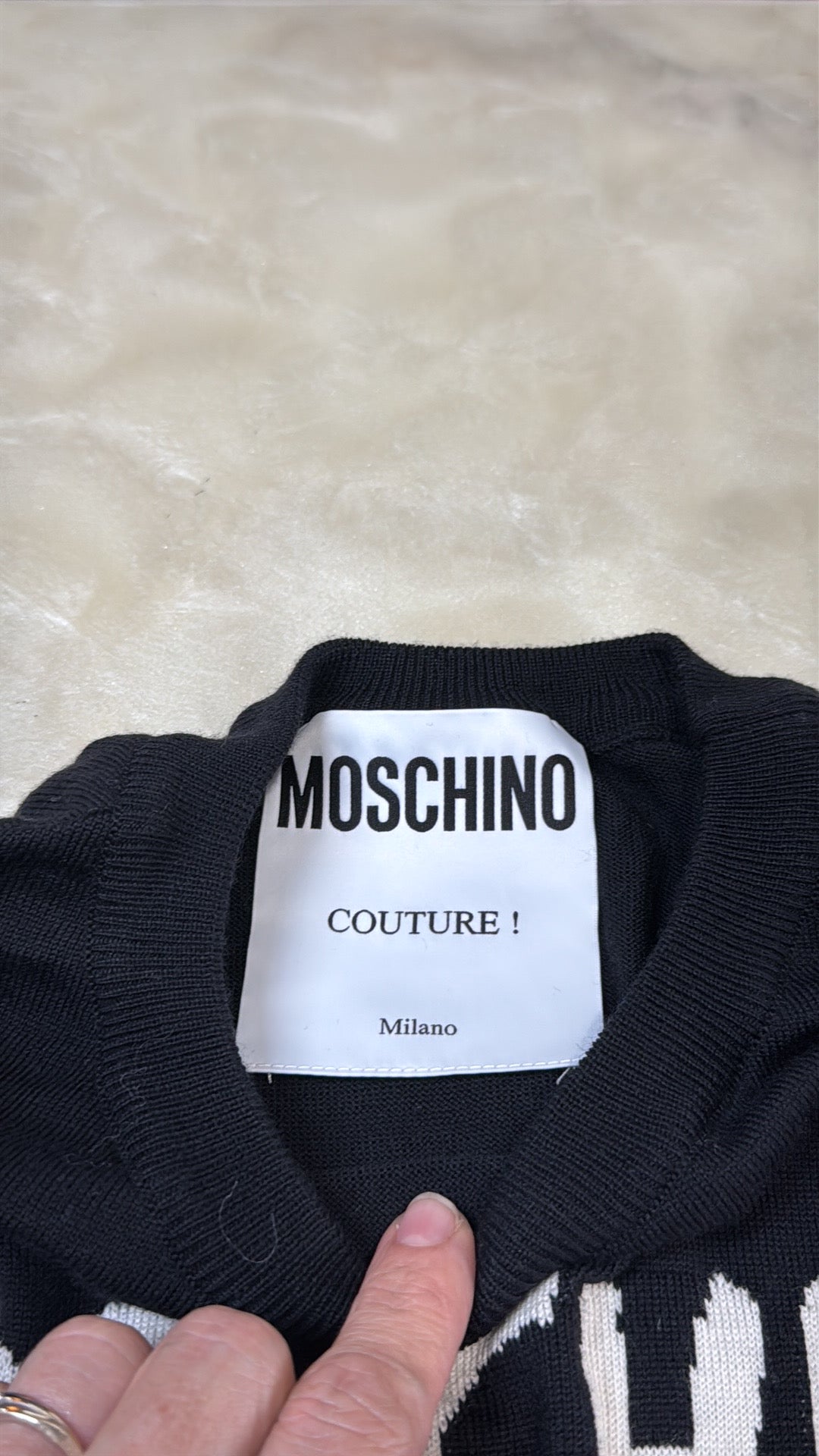 Moschino Couture Lightweight Wool Black Skull & Crossbone Sweater Dress XS
