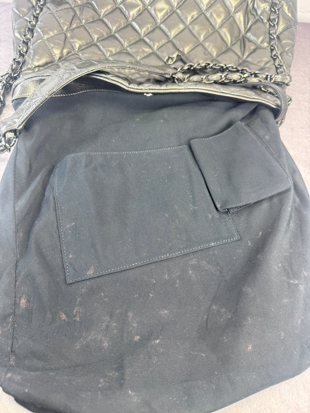 Chanel Gunmetal Leather Chain Me Quilted Bag