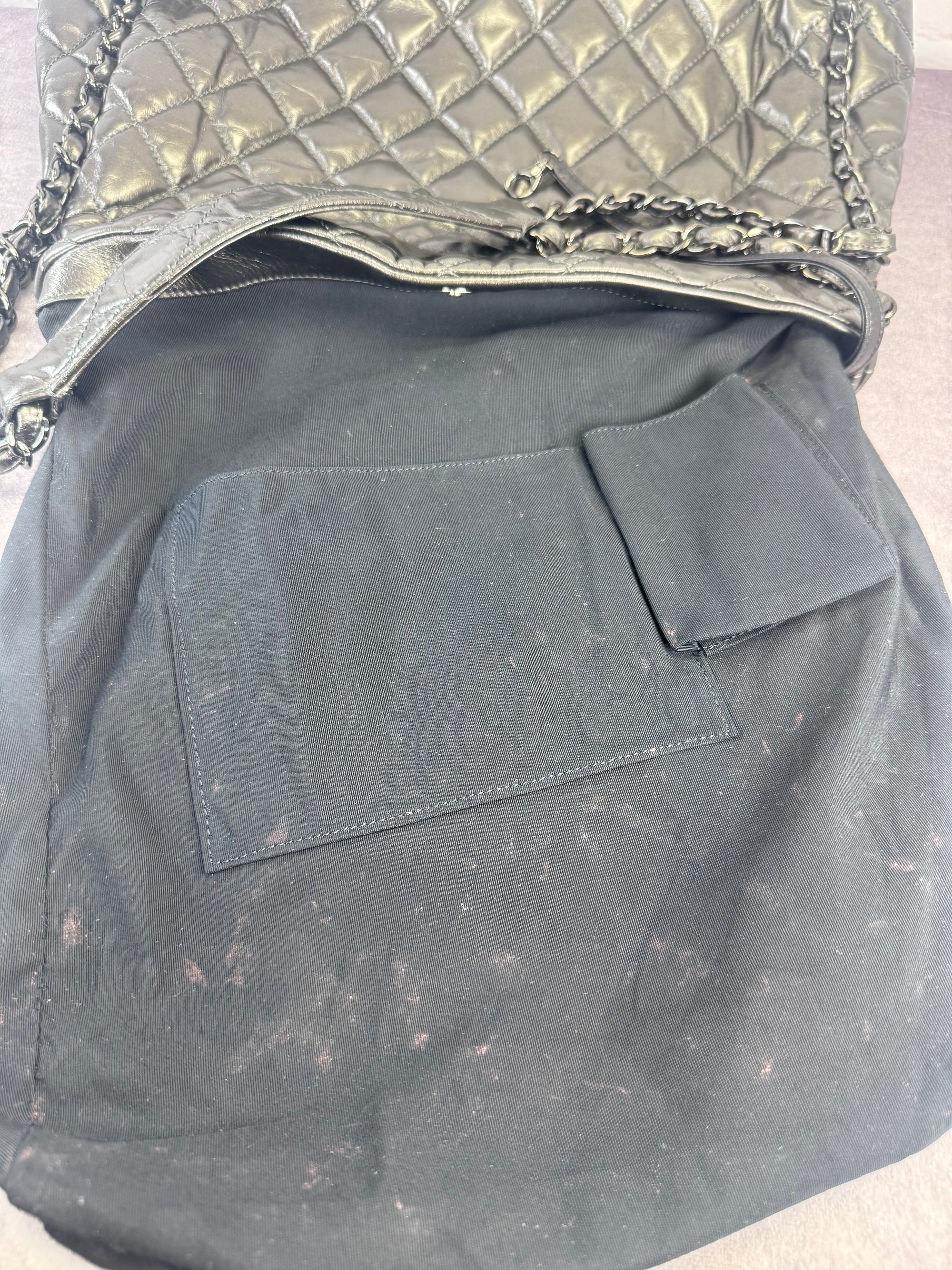 Chanel Gunmetal Leather Chain Me Quilted Bag