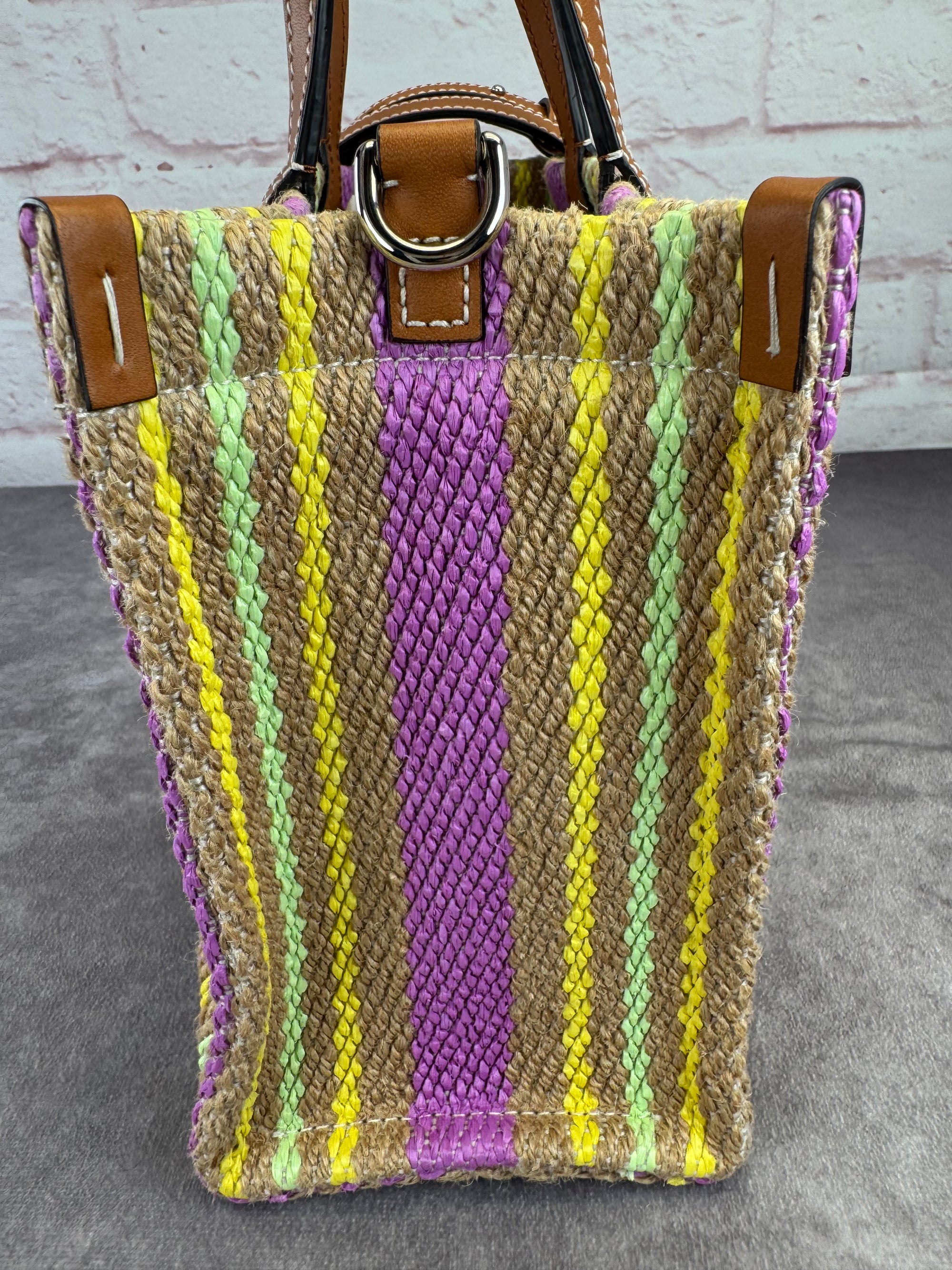 Gucci Jute Stripe Patch 2 Way Tote Bag