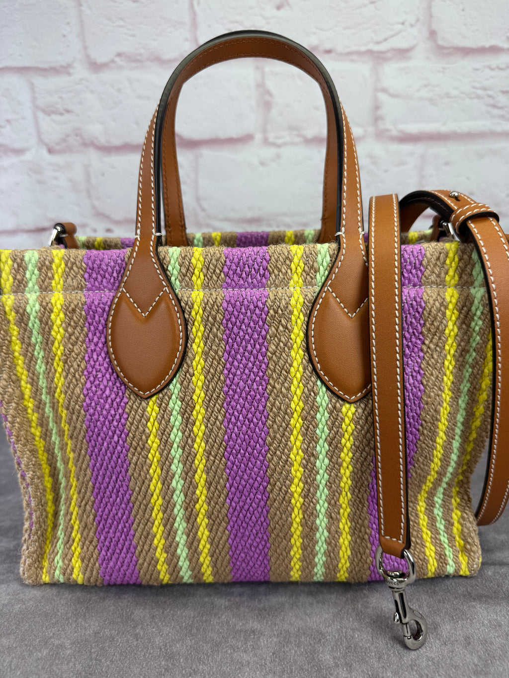 Gucci Jute Stripe Patch 2 Way Tote Bag