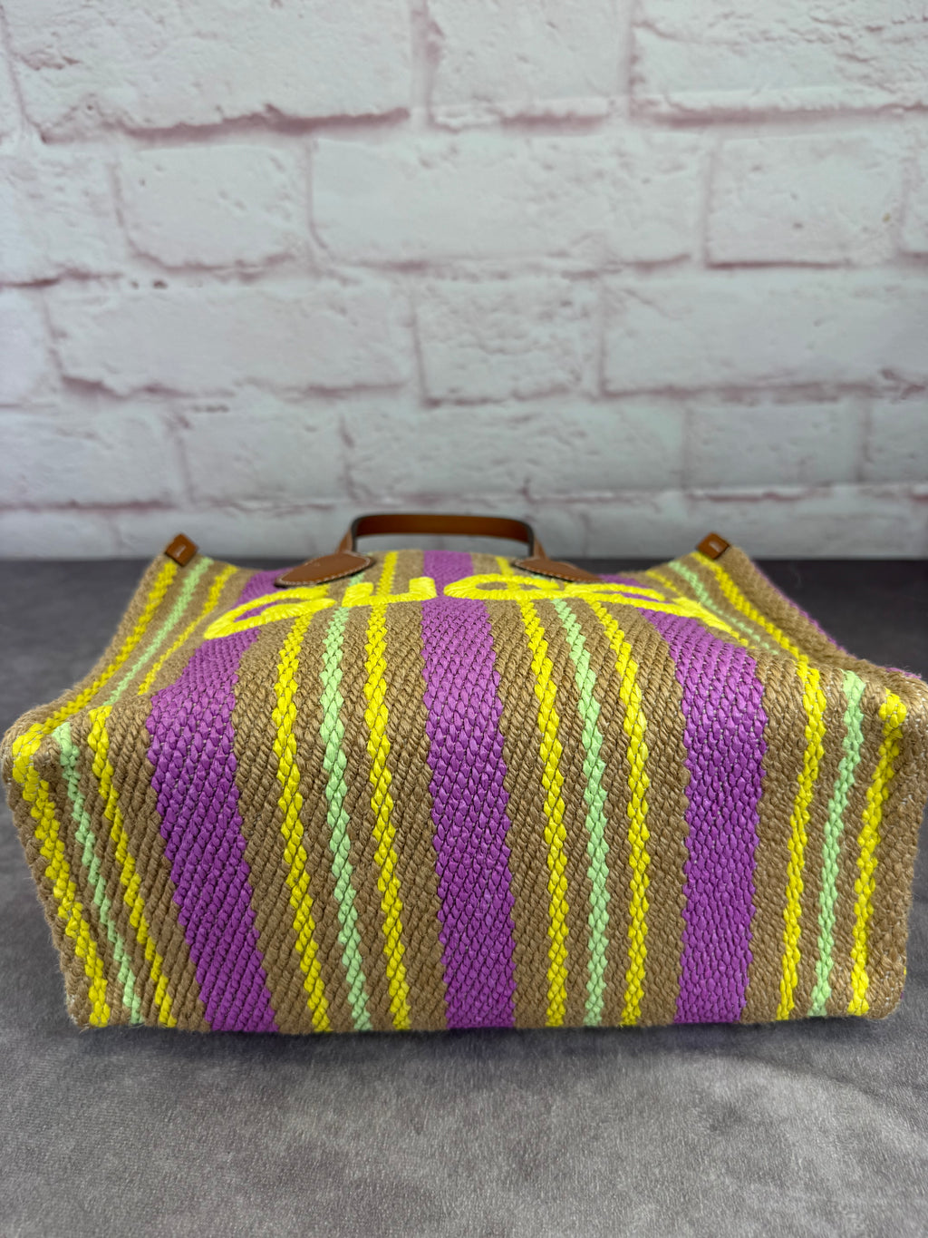 Gucci Jute Stripe Patch 2 Way Tote Bag