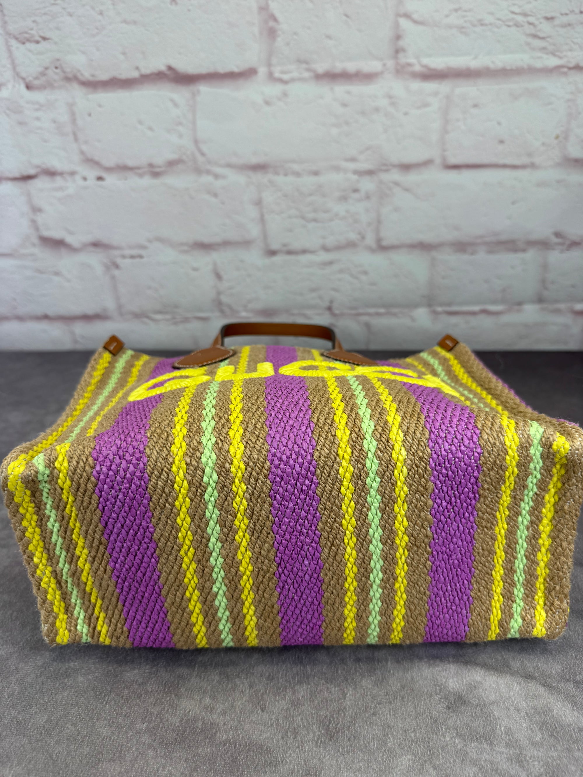 Gucci Jute Stripe Patch 2 Way Tote Bag