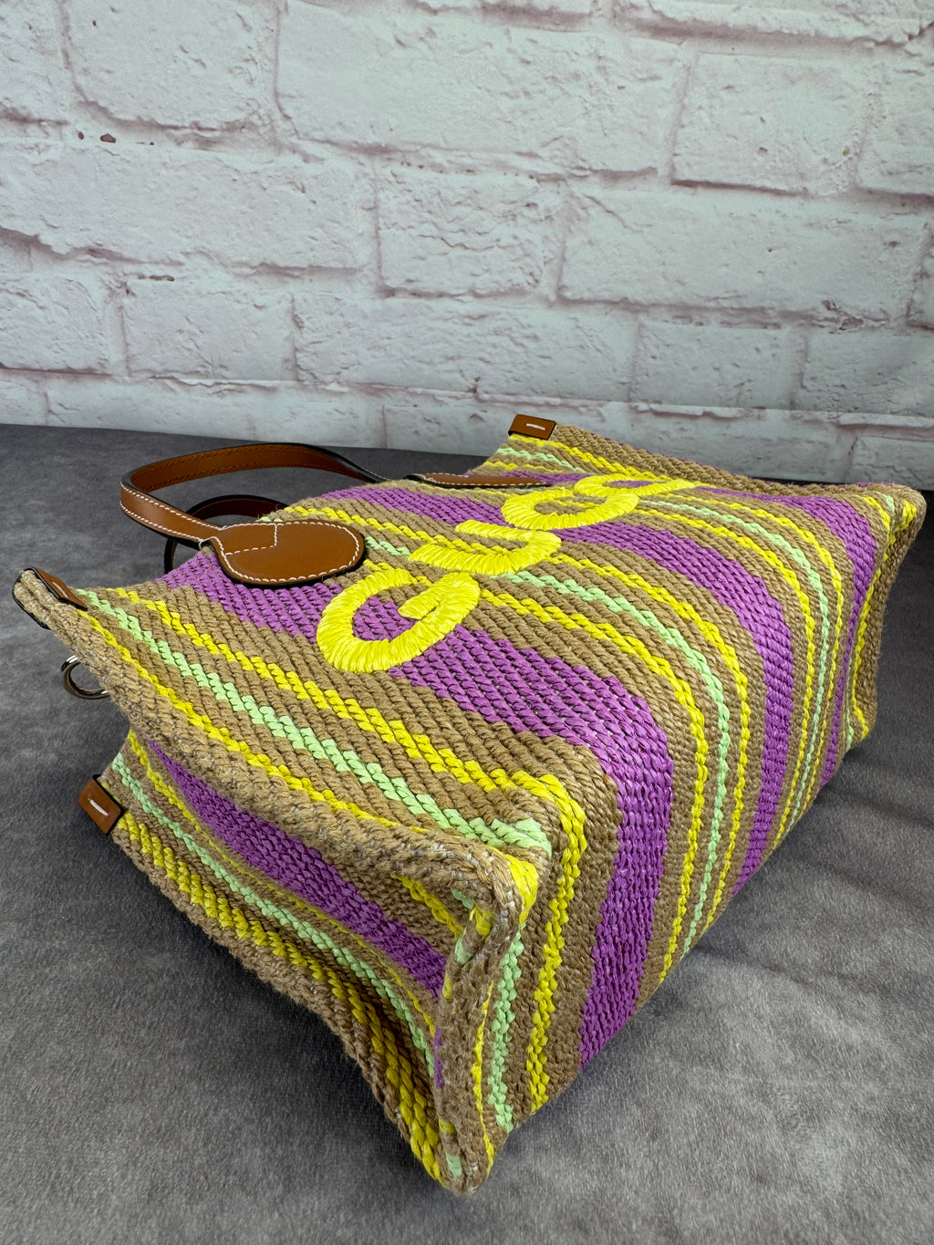 Gucci Jute Stripe Patch 2 Way Tote Bag