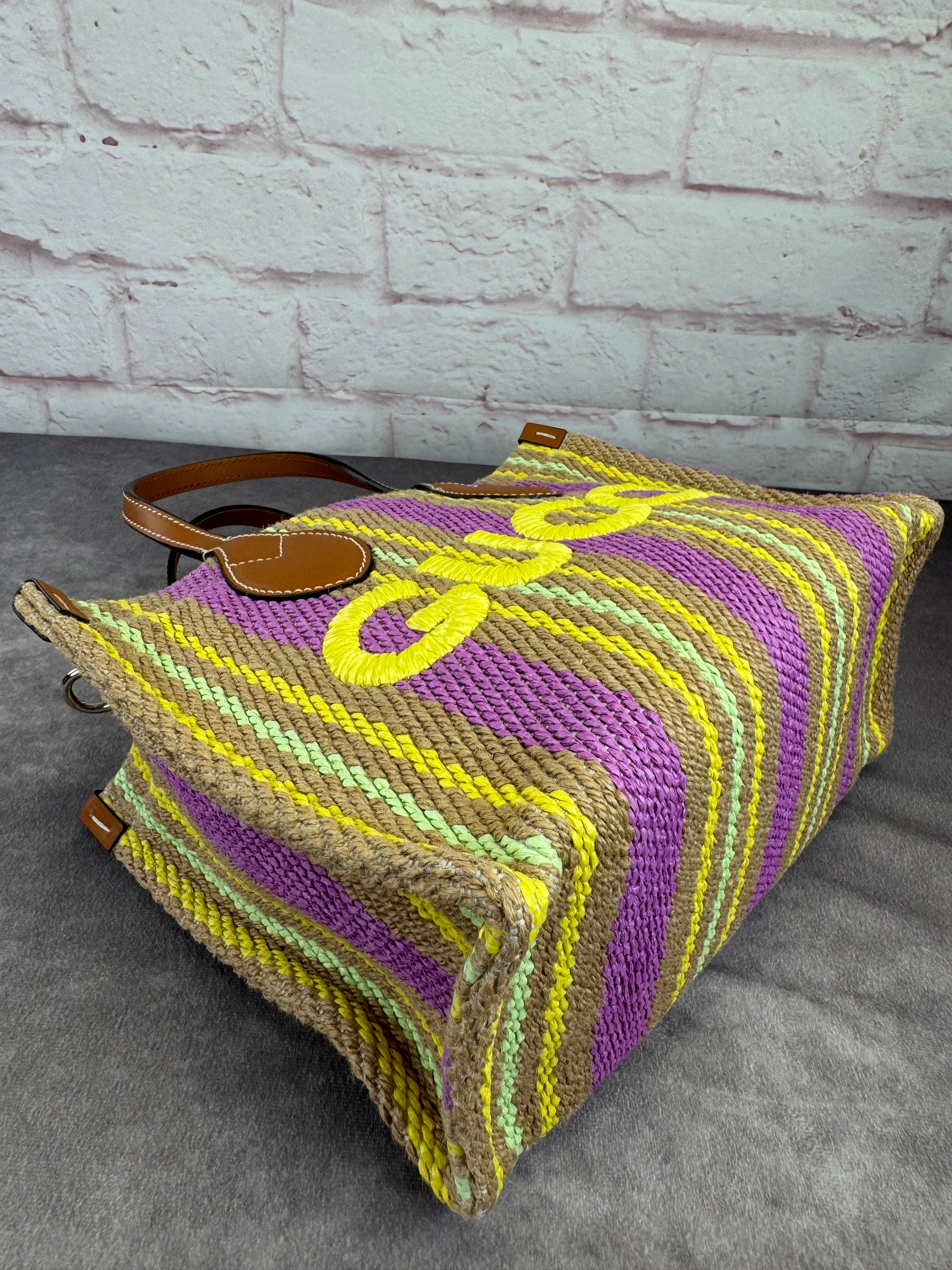 Gucci Jute Stripe Patch 2 Way Tote Bag