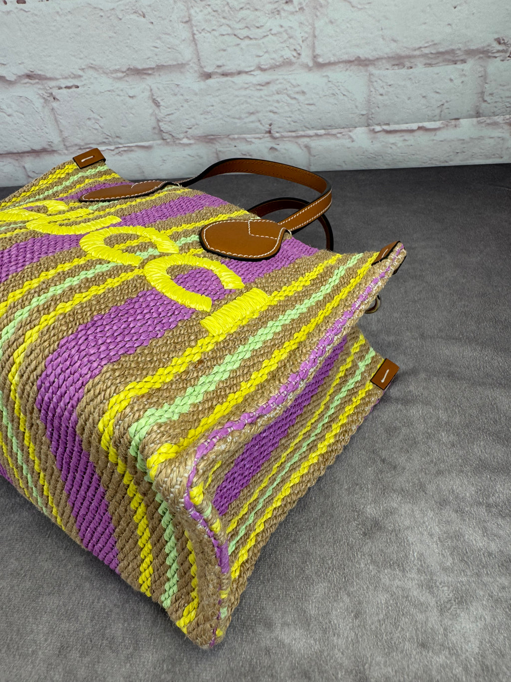 Gucci Jute Stripe Patch 2 Way Tote Bag