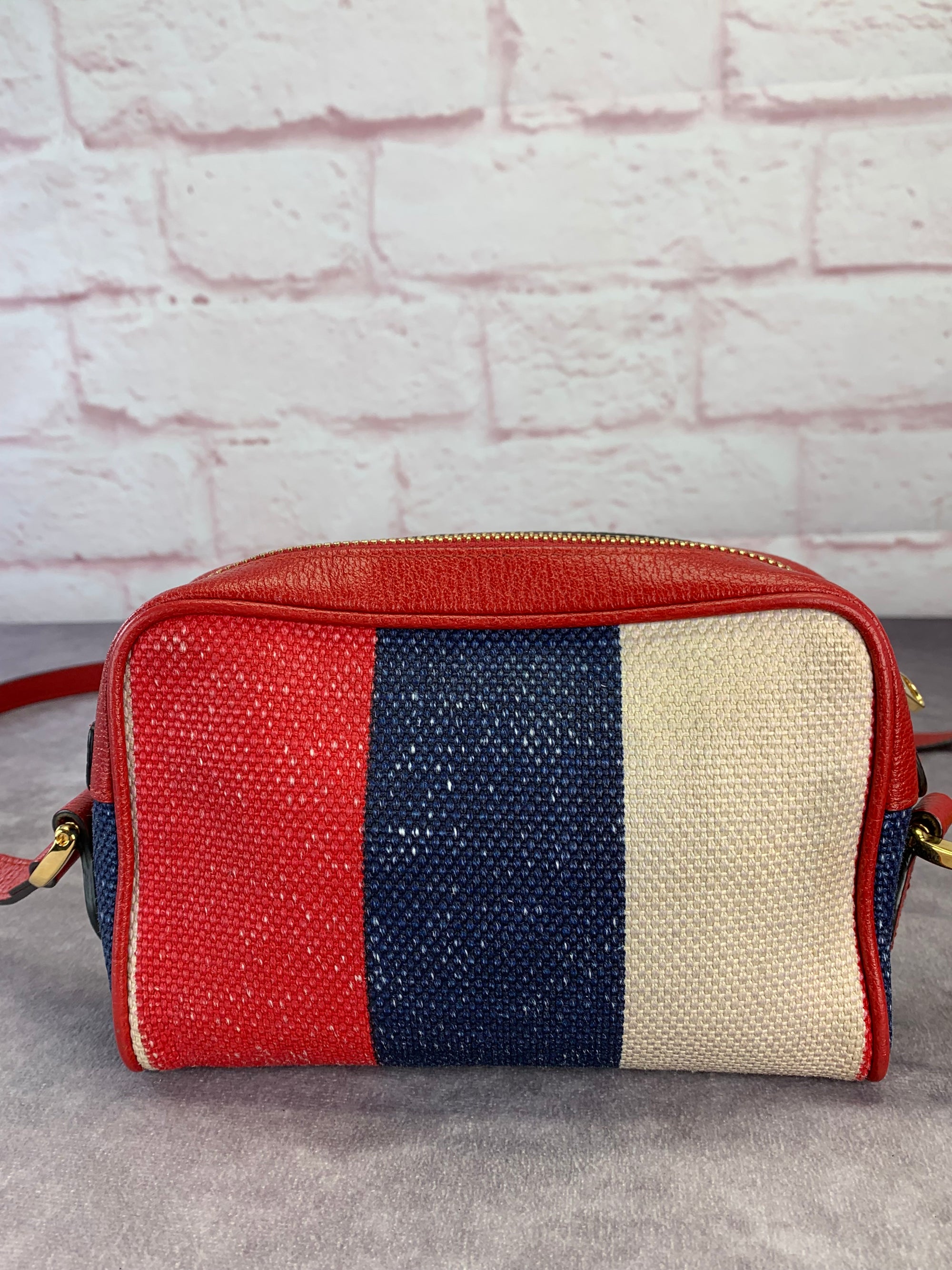 Gucci Sylvie Stripe Ophidia Mini Crossbody Bag – Red, White & Blue