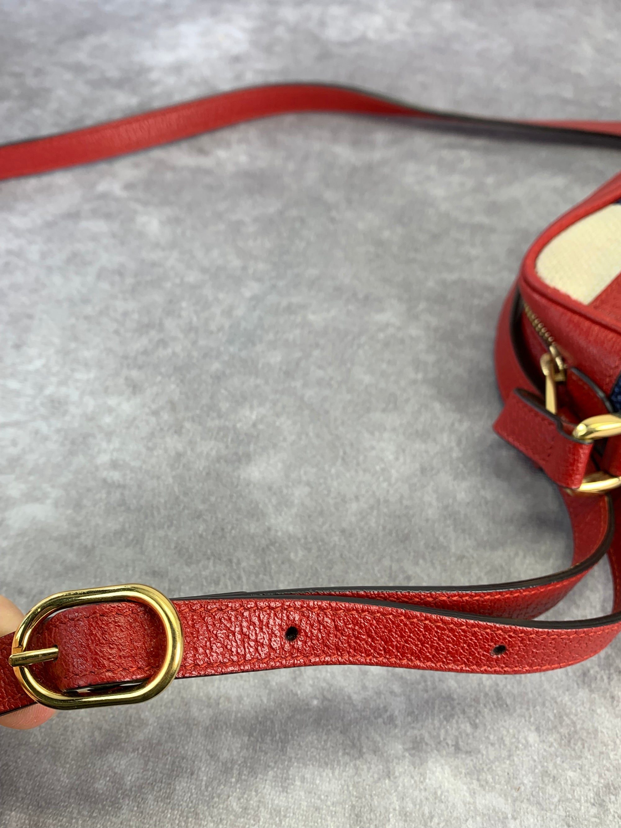 Gucci Sylvie Stripe Ophidia Mini Crossbody Bag – Red, White & Blue