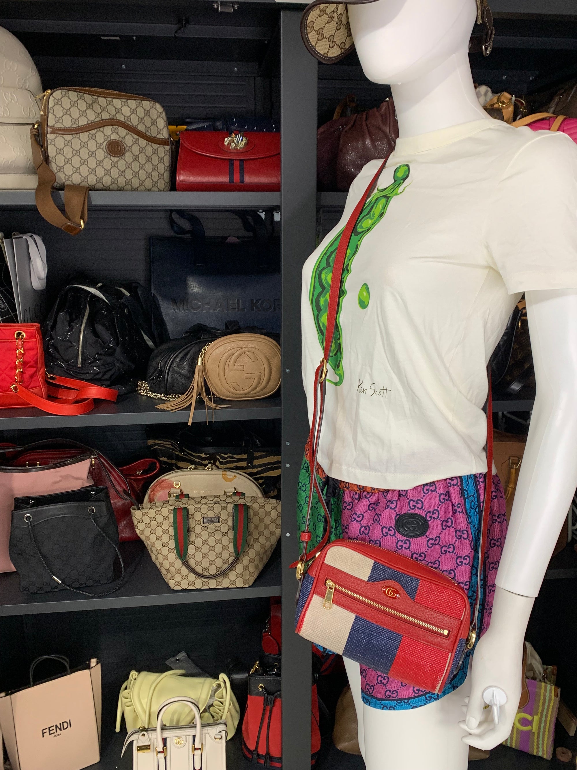 Gucci Sylvie Stripe Ophidia Mini Crossbody Bag – Red, White & Blue