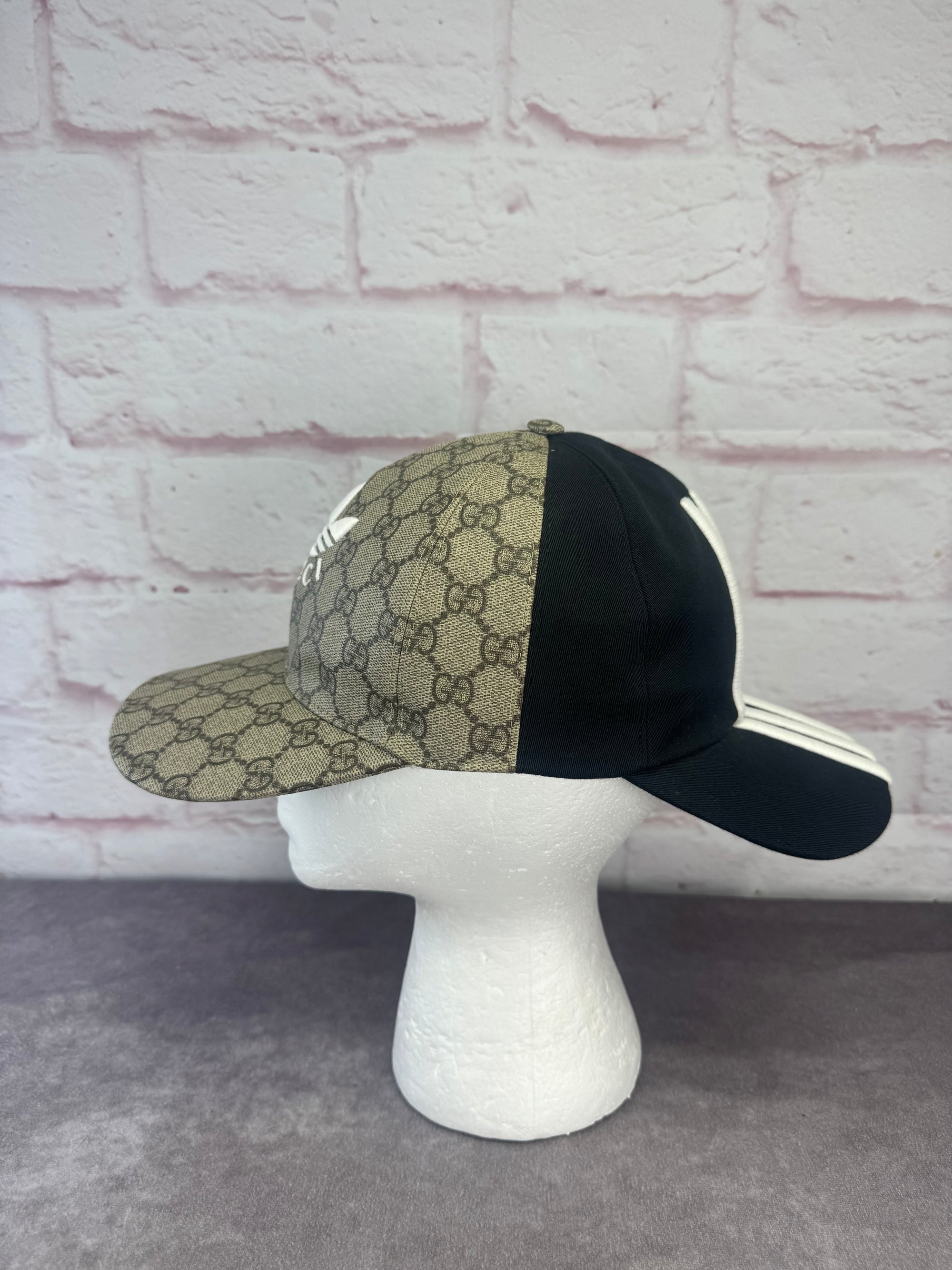 Gucci x Adidas Collab 3 Stripe GG Monogram Supreme Double-Sided Hat