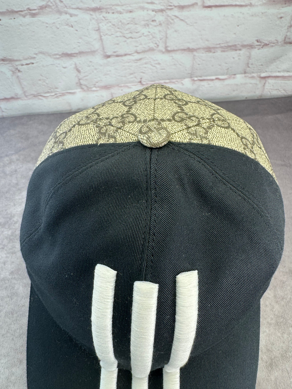 Gucci x Adidas Collab 3 Stripe GG Monogram Supreme Double-Sided Hat