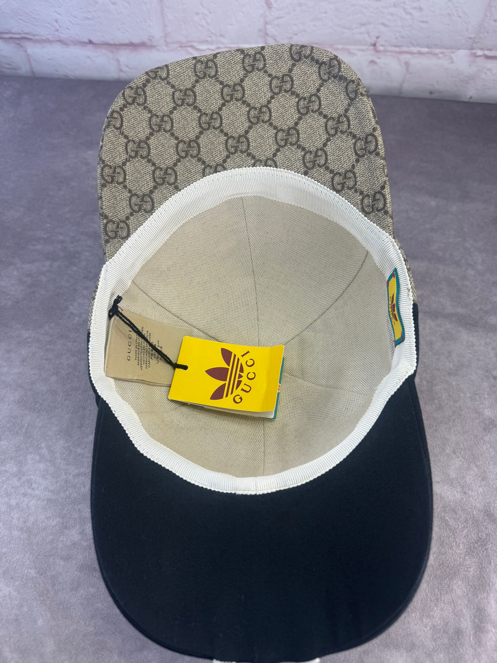 Gucci x Adidas Collab 3 Stripe GG Monogram Supreme Double-Sided Hat