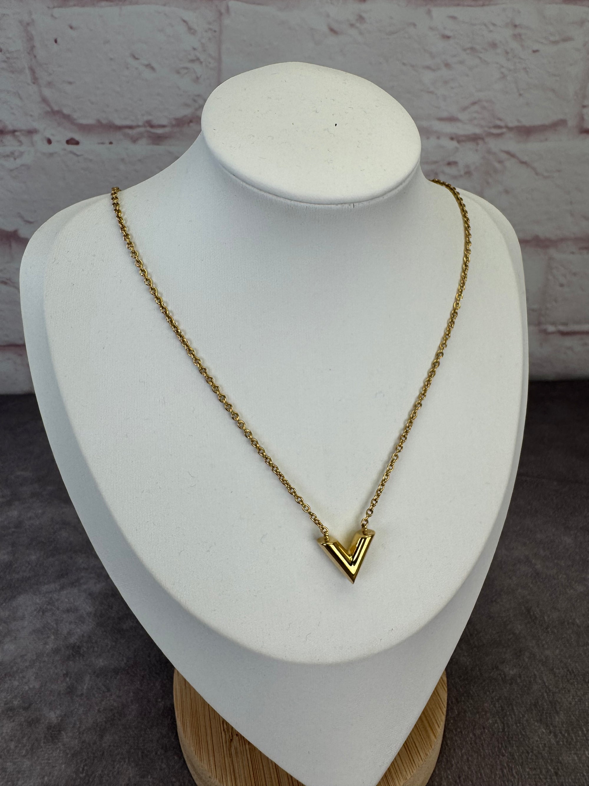Louis Vuitton V Essentials Goldtone Necklace