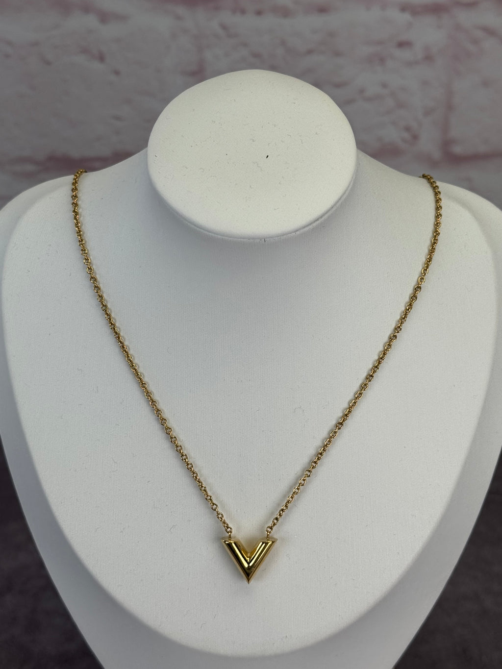 Louis Vuitton V Essentials Goldtone Necklace