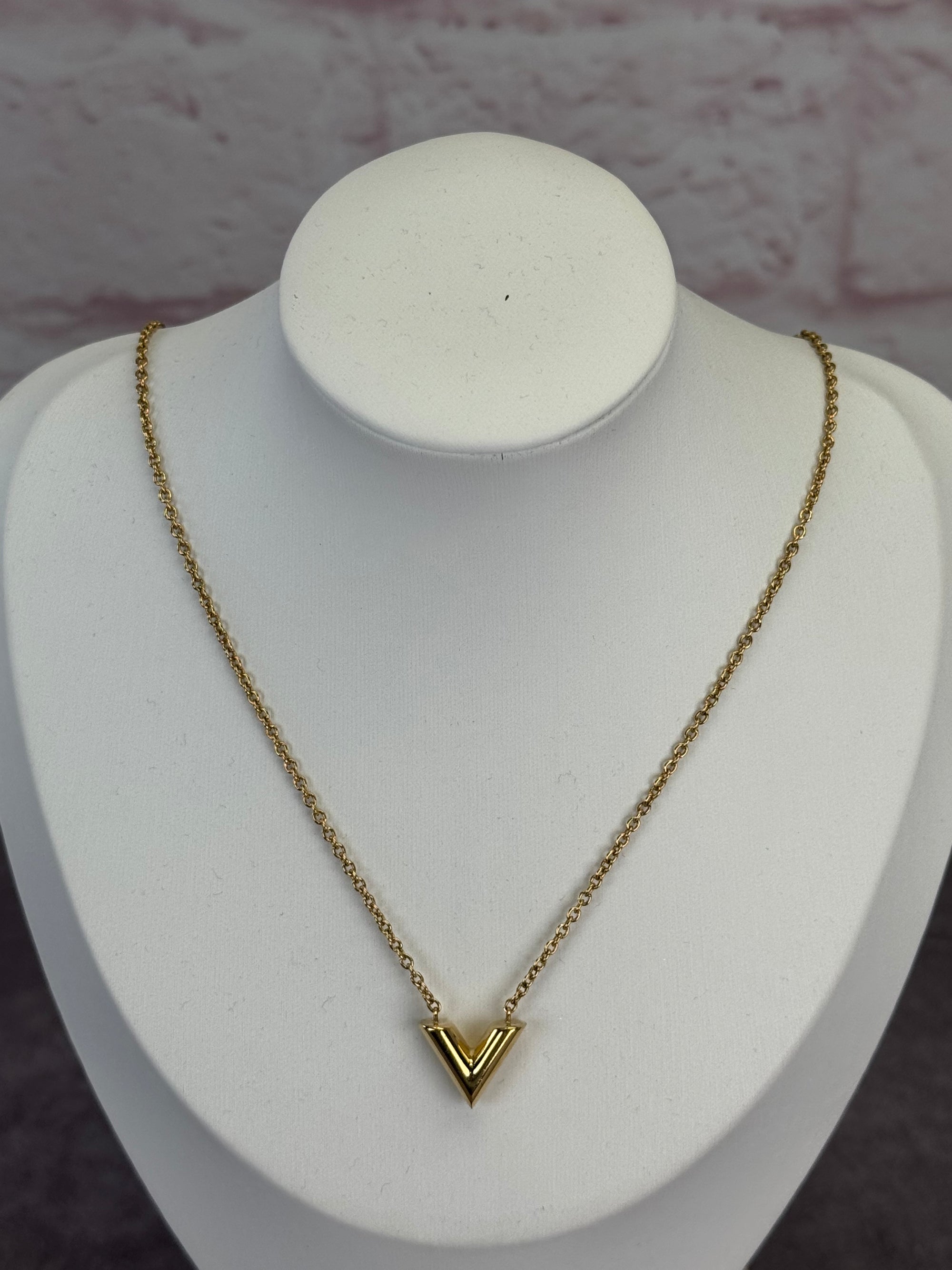 Louis Vuitton V Essentials Goldtone Necklace