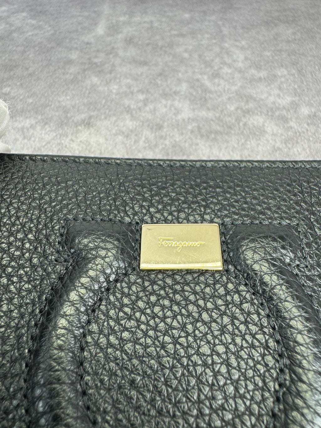 Salvatore Ferragamo Gancini City Zip Black Leather Wallet
