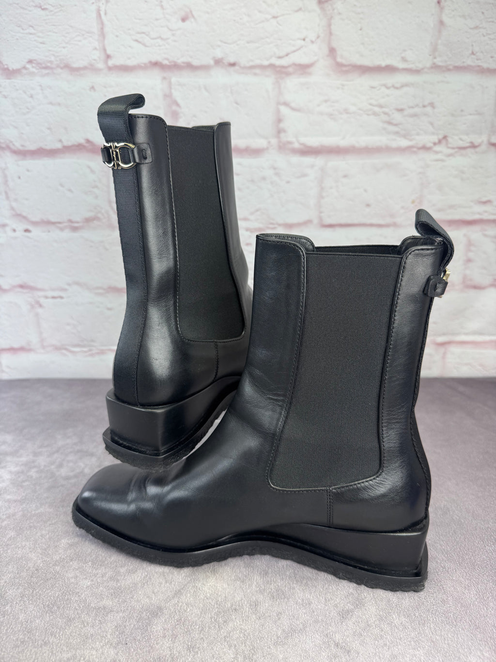 Salvatore Ferragamo Women’s Wyatt Black Leather Boots