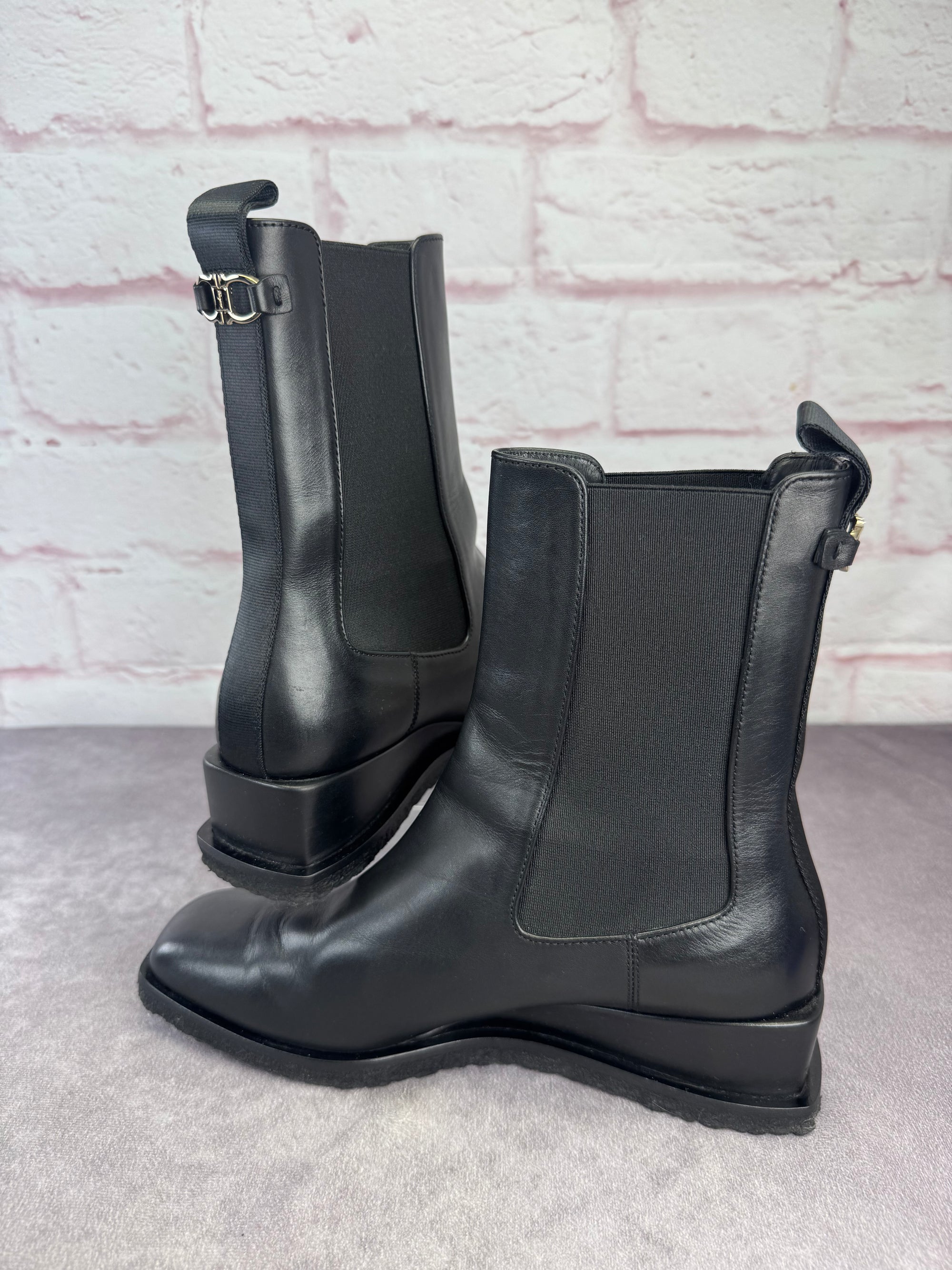 Salvatore Ferragamo Women’s Wyatt Black Leather Boots