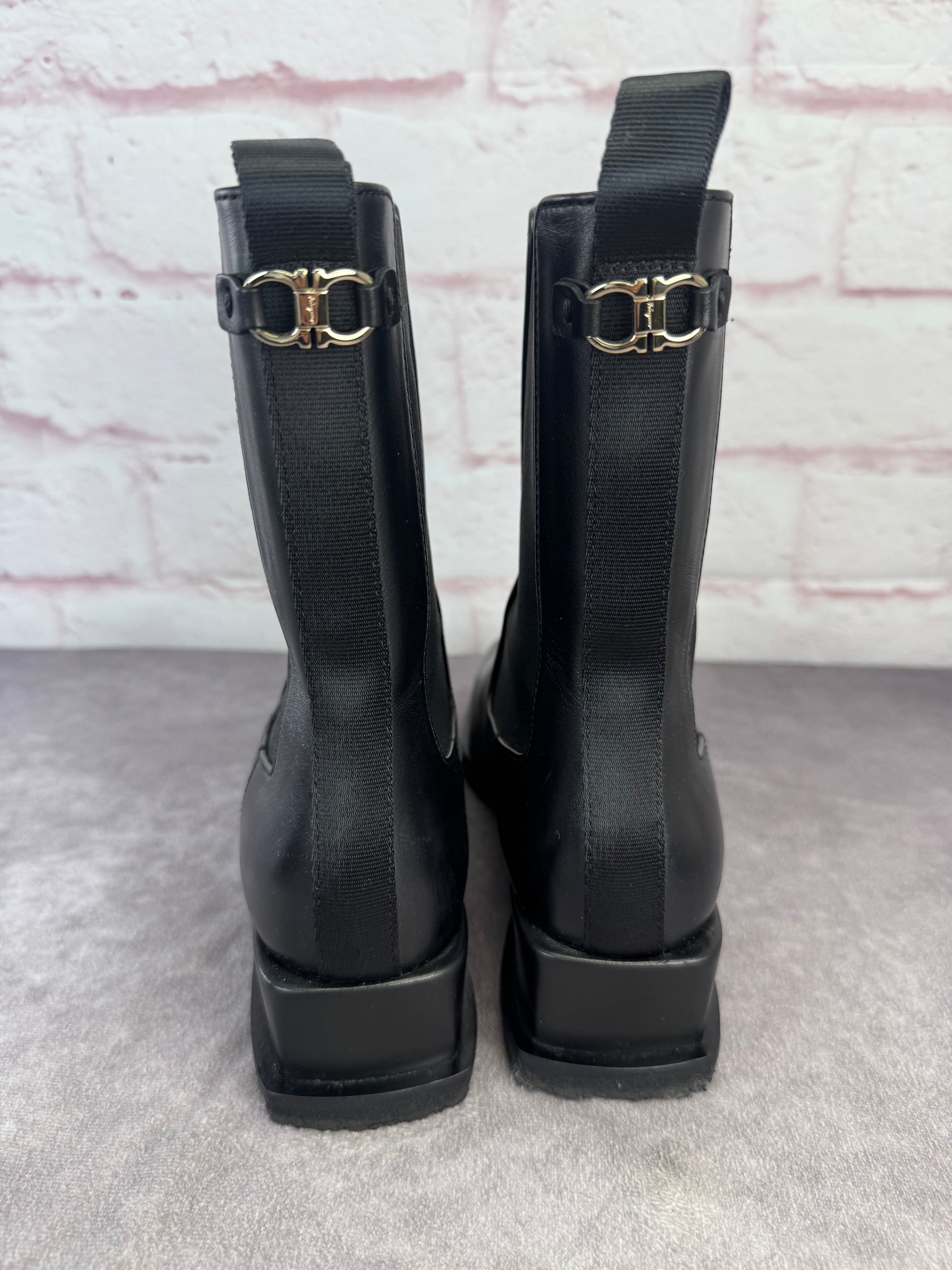 Salvatore Ferragamo Women’s Wyatt Black Leather Boots