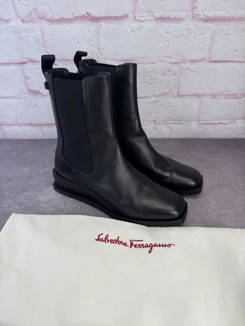 Salvatore Ferragamo Women’s Wyatt Black Leather Boots