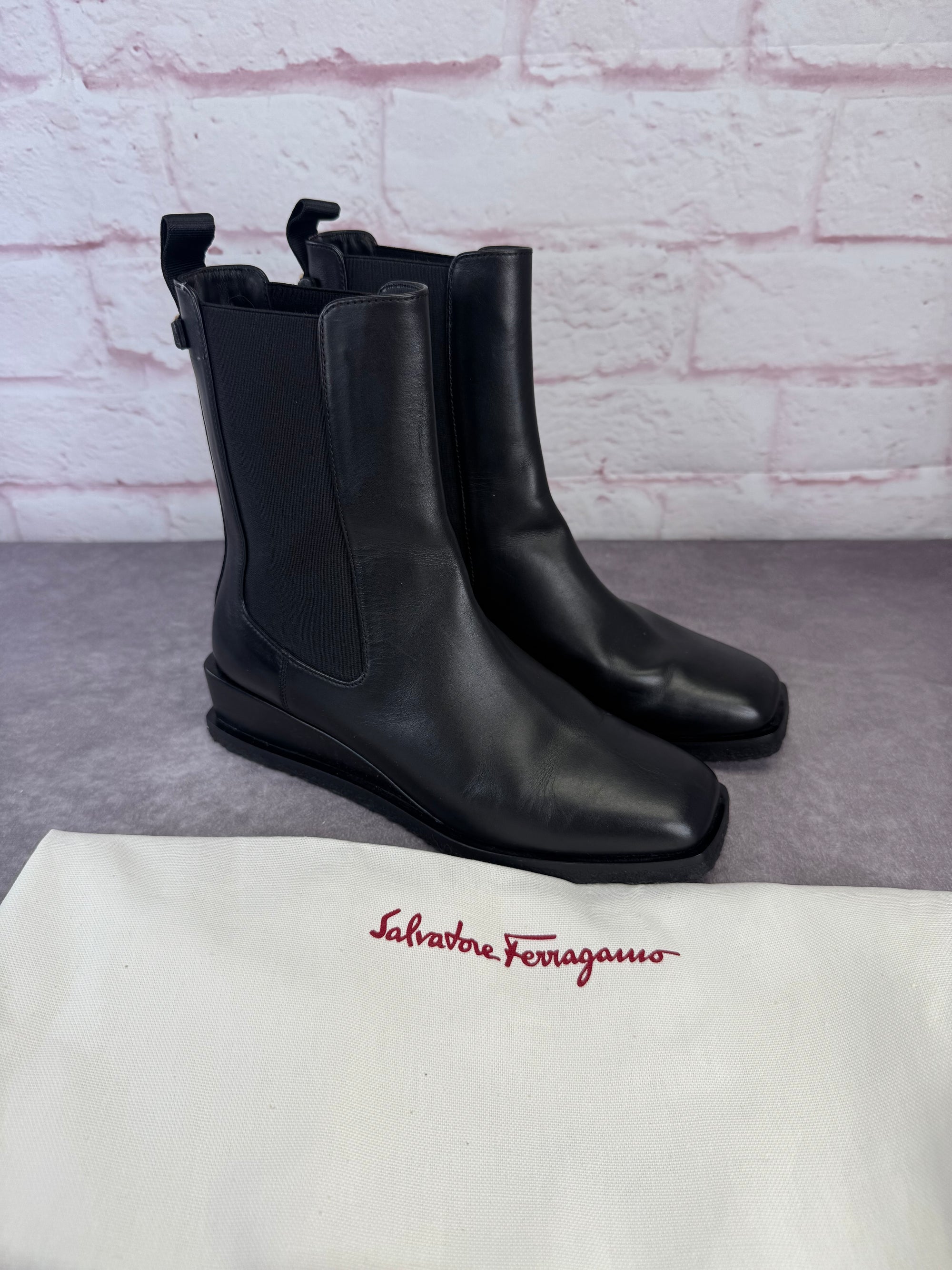Salvatore Ferragamo Women’s Wyatt Black Leather Boots