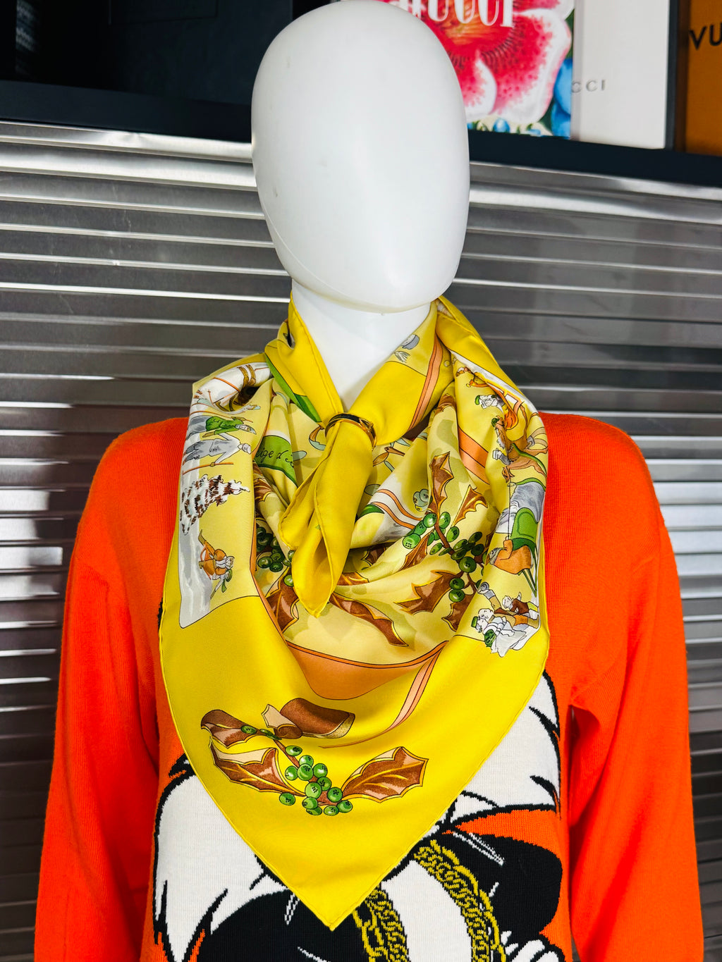Hermès Yellow Niege D'Antan Silk Scarf