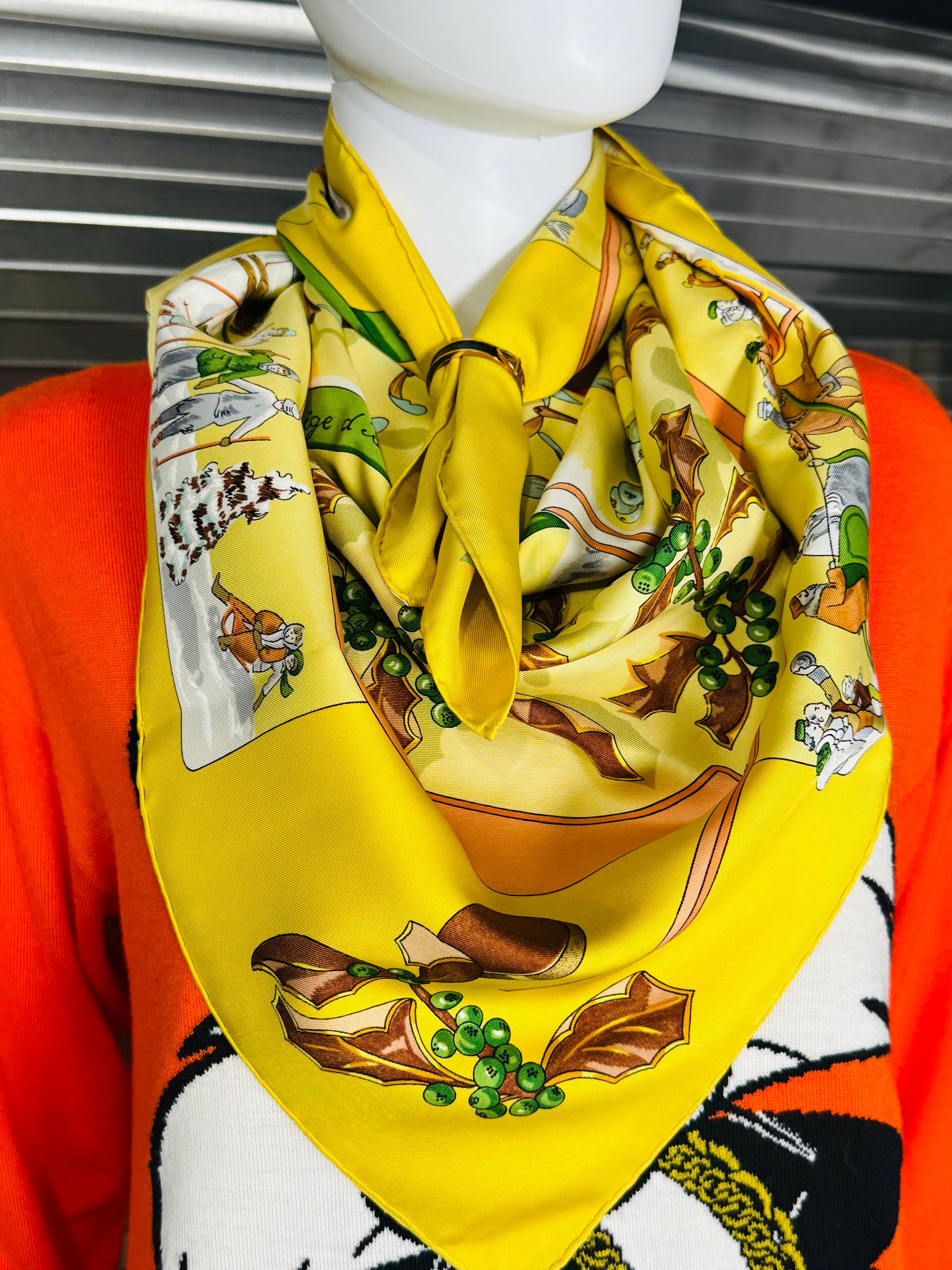 Hermès Yellow Niege D'Antan Silk Scarf