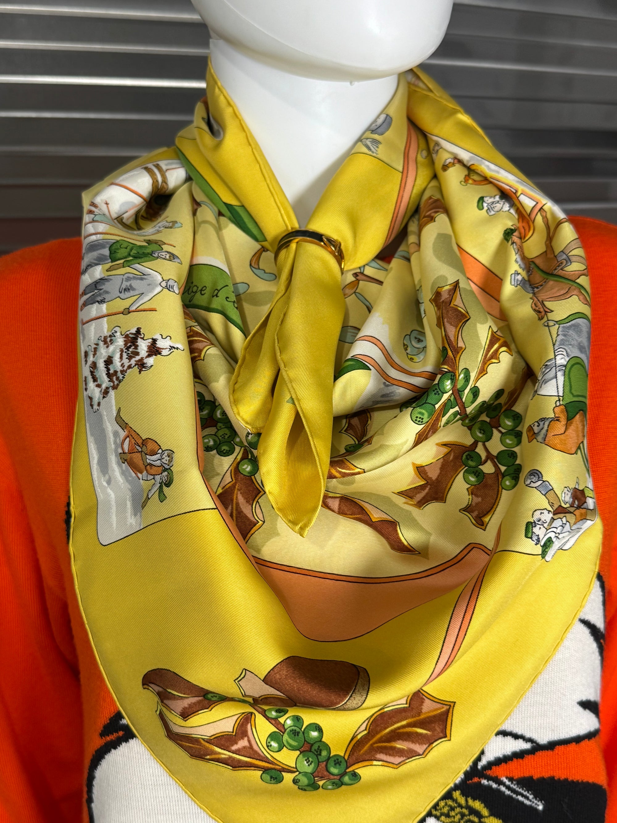 Hermès Yellow Niege D'Antan Silk Scarf
