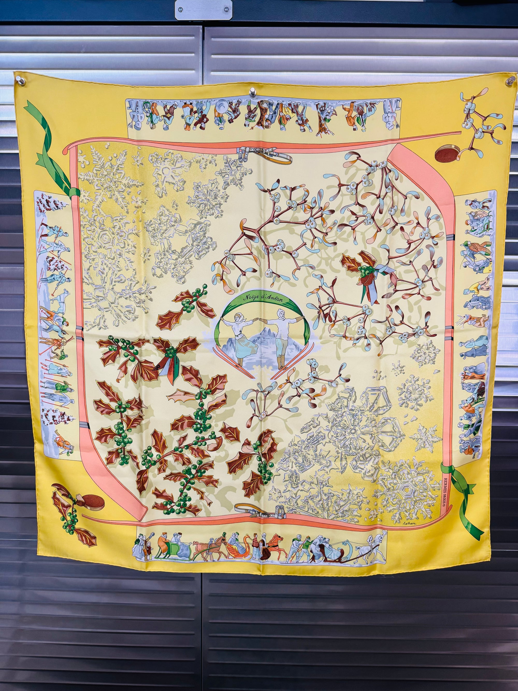 Hermès Yellow Niege D'Antan Silk Scarf