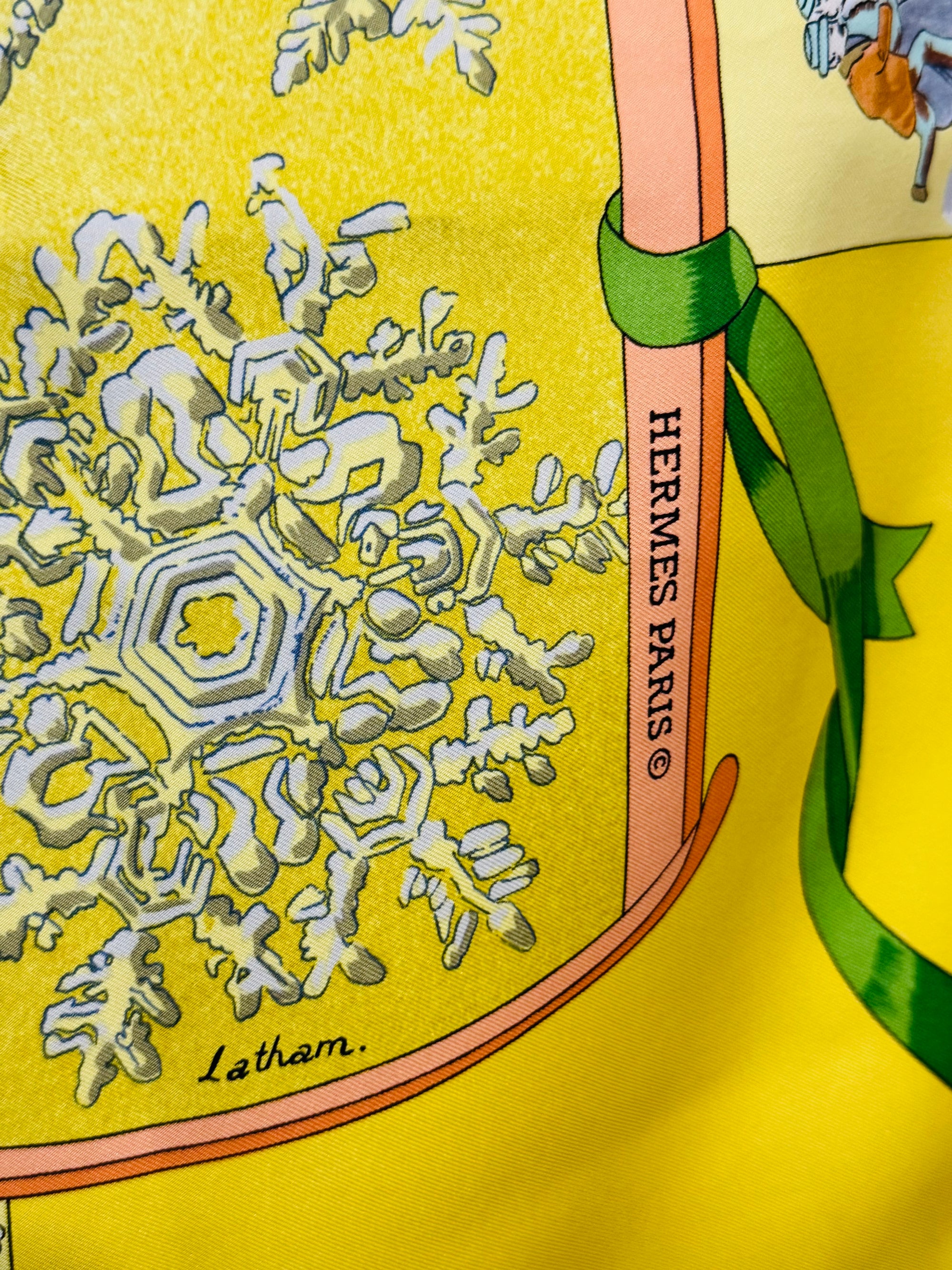 Hermès Yellow Niege D'Antan Silk Scarf